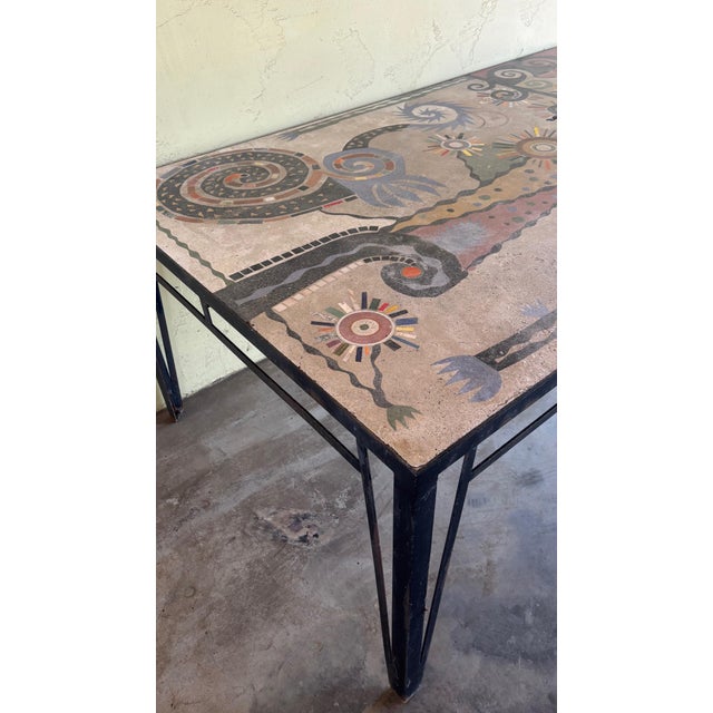 Post Punk Artist Uli Boege Ceramic and Concrete Mosaic Iron Dining Table Monumental Los Angeles Artist 1995 Indoor/Outdoor For Sale In San Diego - Image 6 of 18