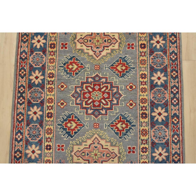 2020s Kazak Runner 2’9” X 9’9” Gray Wool Tribal Hand-Knotted Oriental Rug For Sale - Image 5 of 13