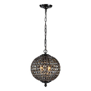 Aloadecor W12'' Modern Glam Smoke Crystal Globe Chandelier Contemporary Black Pendant Light For Sale