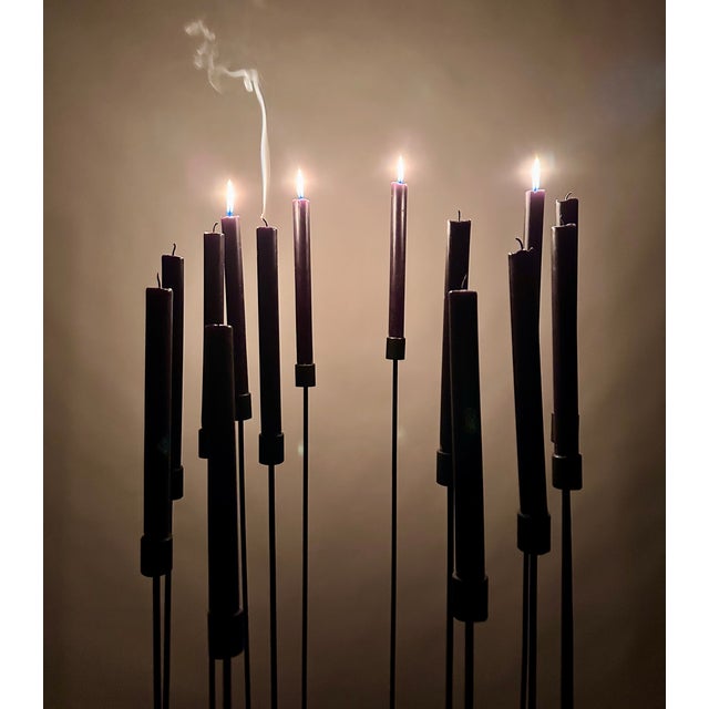 Large Wrought Iron Attrape-Feux Art Light Sculpture for 14 Candles attributed to Daniel Grobet, France, 1980s-1990s For Sale - Image 14 of 18
