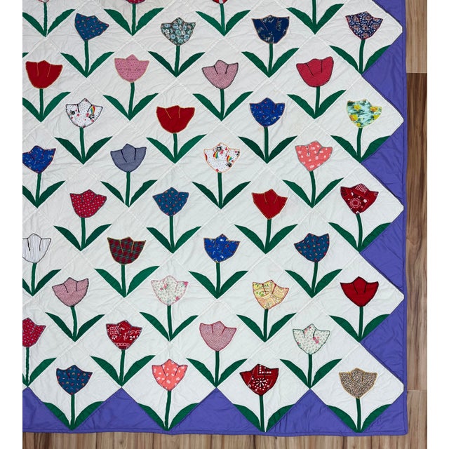 Vintage Tulip Motif Quilts, a Pair For Sale - Image 12 of 15