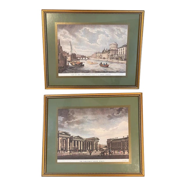 Mid-Century Architectural Engraving Reproduction Prints by James Malton of Parliament House and the For Sale
