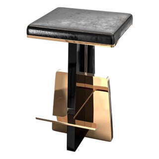"Diamente" Bar Stool With Stainless Steel and Bronze For Sale