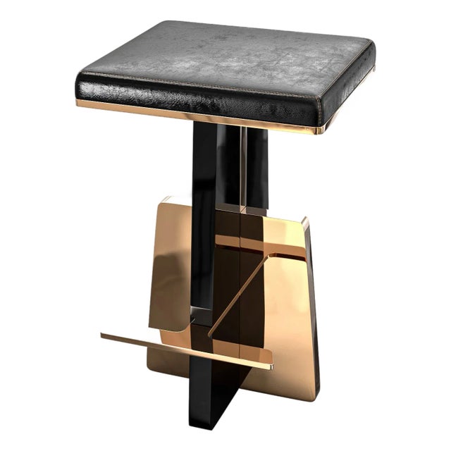 "Diamente" Bar Stool With Stainless Steel and Bronze For Sale