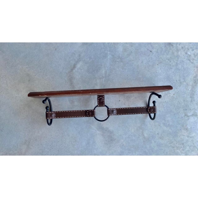 American Jacques Adnet-Style Faux Leather Wall Shelf, Hand-Crafted Vintage For Sale - Image 3 of 15