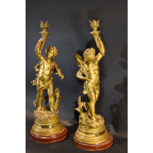 Metal Bronze Candlesticks by Rancoulet, France, 19th Century, Set of 2 For Sale - Image 7 of 15