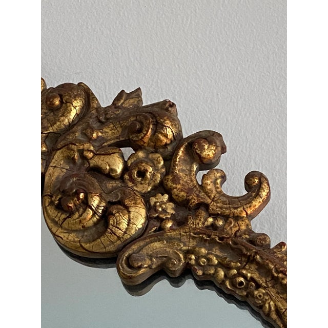 1920s Louis XV Original Patina Dark Gold French Rococo Boudoir Mirror, Paris For Sale - Image 4 of 13