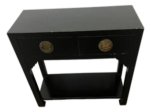 Black Ming-Style Console Table With Drawers