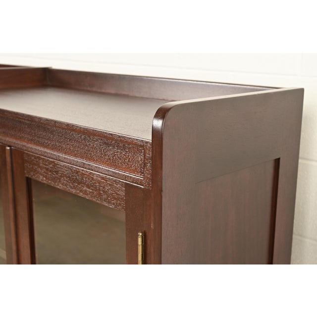 Limbert Style Antique Arts & Crafts Mahogany Double Bookcase Cabinet, Newly Refinished For Sale In South Bend - Image 6 of 12