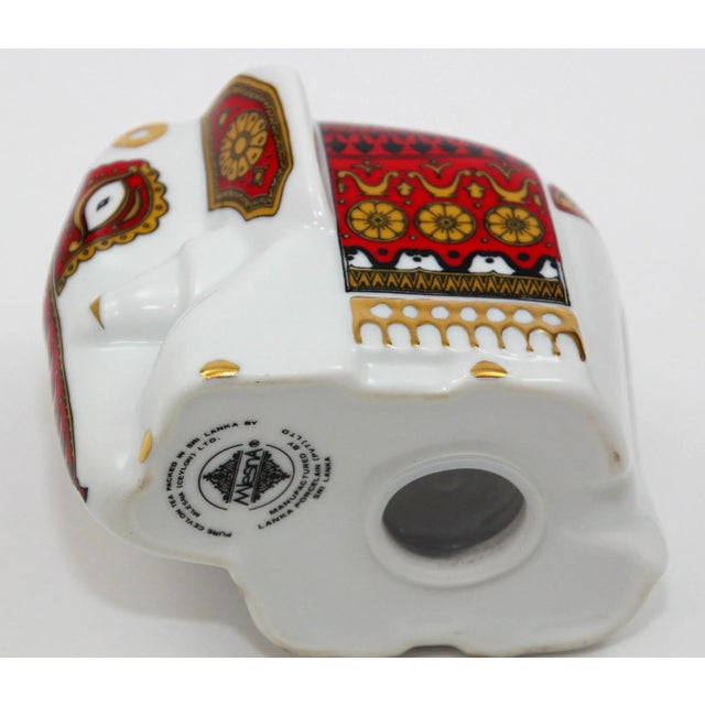 Asian Gilded Porcelain Elephant Ornament Paperweight Sri Lanka For Sale - Image 9 of 12