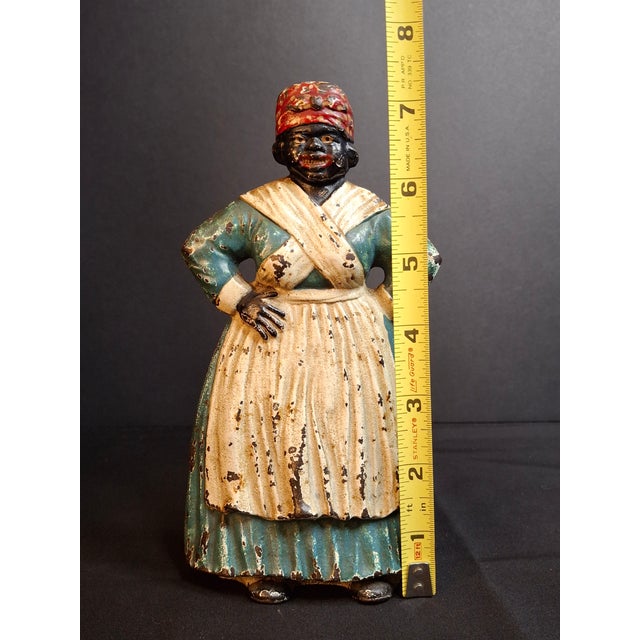 Antique Cast Iron Woman Hands on Hips Doorstop Original Paint 1920s Albany Foundry Americana For Sale - Image 10 of 11