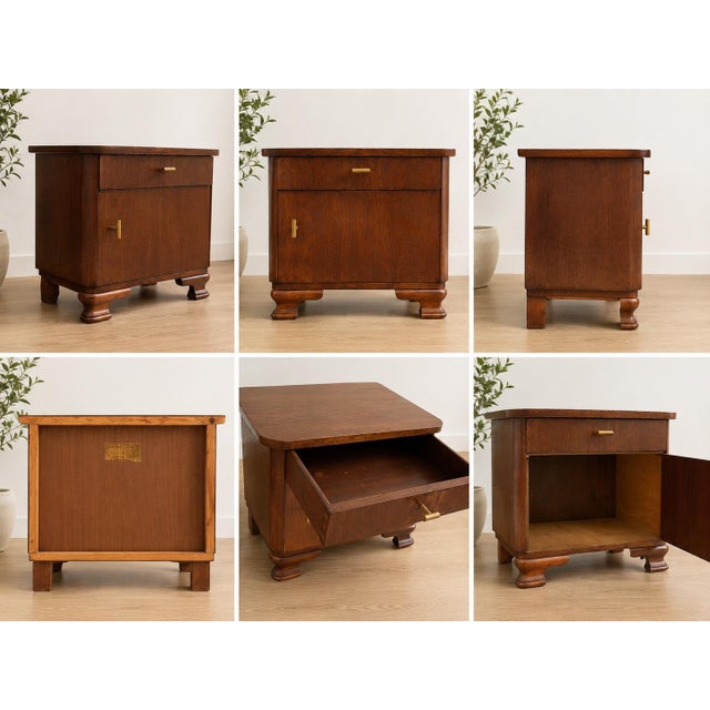 Art Deco Restored 1940s German Nachtkommode Bedside Cabinet With Original Factory Inspection Label For Sale - Image 3 of 6