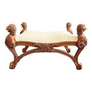 Late 18th Century Antique Rococo Carved Lions Head Bench