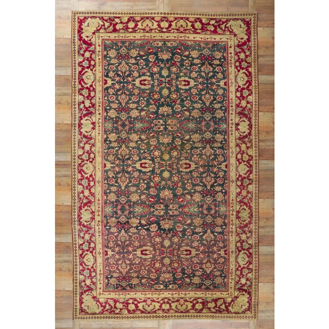Teal Antique Indian Agra Rug, 08'10 X 14'08 For Sale - Image 8 of 10