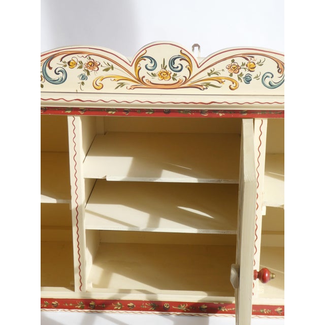 Wood Vintage Folk Art Hindeloopen Dutch Display Cabinet with Glass Door, 1950s For Sale - Image 7 of 14