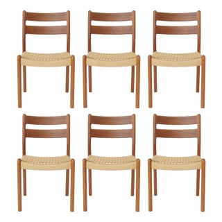 Mid-Century Modern Danish Cord and Teak Dining Chairs from EMC Møbler, 1960s, Set of 6 For Sale