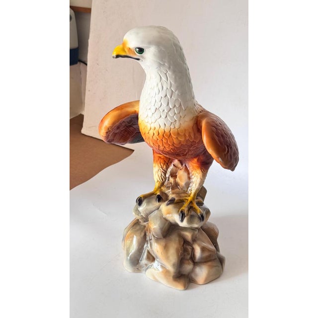 French Hand-Painted Ceramic Eagle Sculpture, 1970s For Sale - Image 13 of 16