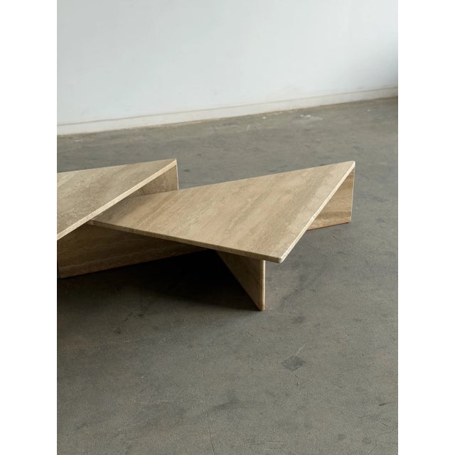 1970s Honed Travertine Coffee Table Set - Two Piece For Sale - Image 10 of 18