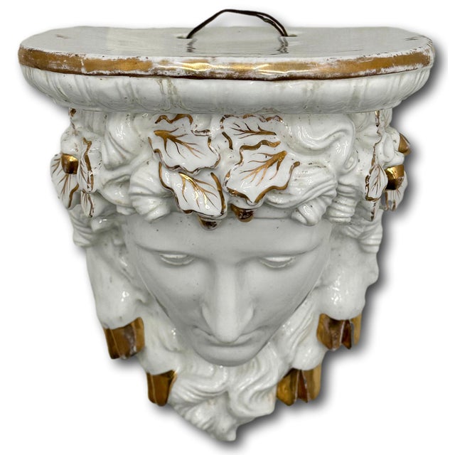 Metal Beautiful Antique Victorian Neoclassical Era Paris Hard Paste Porcelain Wall Hanging Shelf - Circa Mid 19th Century For Sale - Image 7 of 18