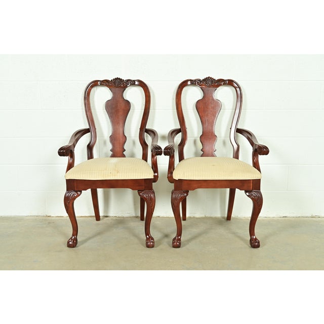 Thomasville Chippendale Carved Cherry Wood Armchairs, Pair For Sale - Image 14 of 14