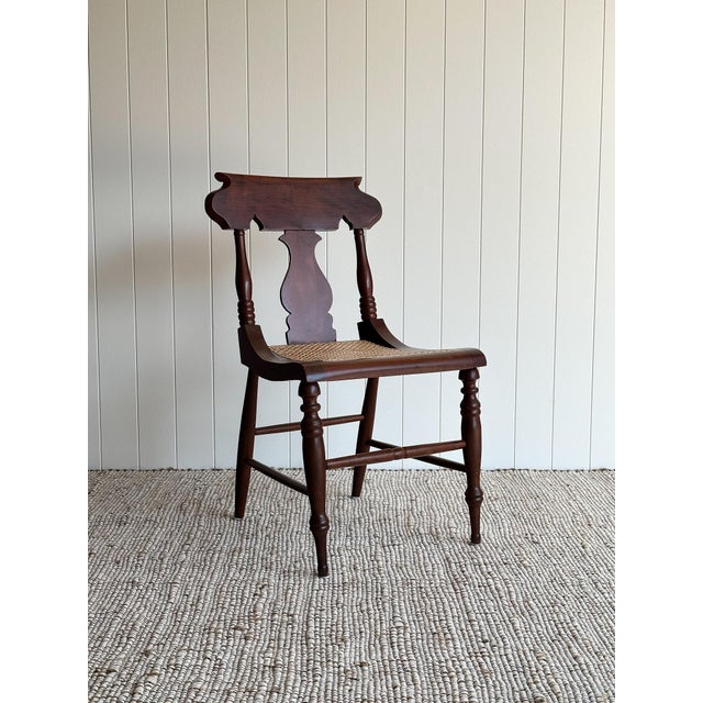 1960s Vintage Sculpted Mahogany Dining Chairs With Cane Seats, Set of 4 For Sale - Image 10 of 15