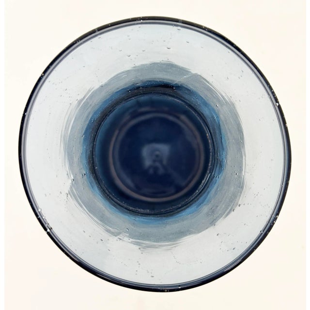 Cobalt Blue Crackle Hand-Blown Glass Vase by Blenko Glass Co. For Sale - Image 12 of 16