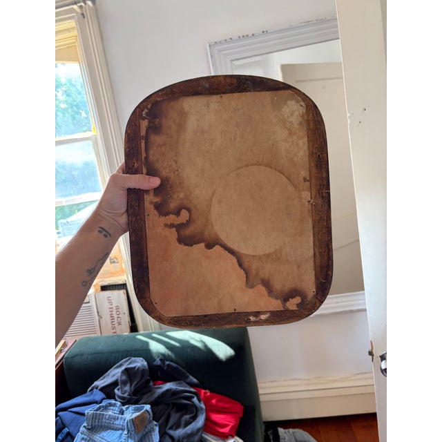 Brown Antique Victorian Era Rounded Arch Tombstone Mirror With Original Glass For Sale - Image 8 of 9