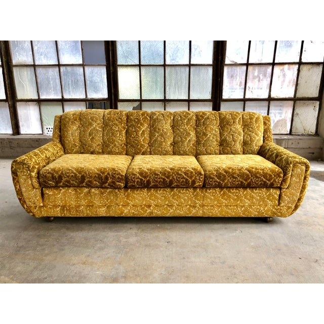 Vintage Yellow Velvet Sofa Baci Living Room