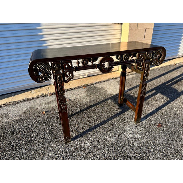 Ebony Vintage Ebony Finish Chinoiserie Style Console or Hall Table Circa 1970’s For Sale - Image 8 of 12