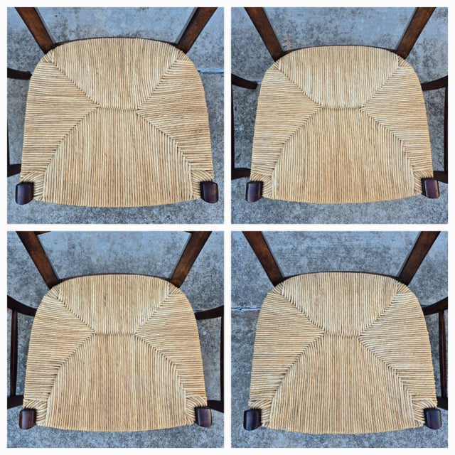 2011 Pottery Barn Isabella Ladder Back Rush Seat Dining Chairs, Set of 4 For Sale In Washington DC - Image 6 of 10