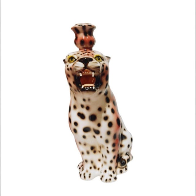 Vintage Boxer Ceramic Leopard Candleholder, 1980s For Sale - Image 6 of 16