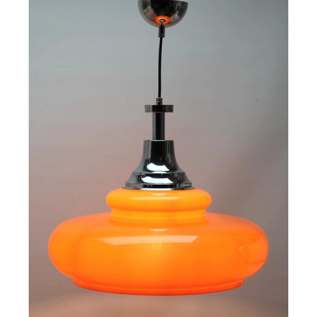 Mid-Century Scandinavian Pendant Light with Acrylic Optical Shade For Sale - Image 4 of 11