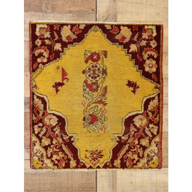 Gold Vintage Turkish Yastik Rug - 02'00 X 02'02 For Sale - Image 8 of 8
