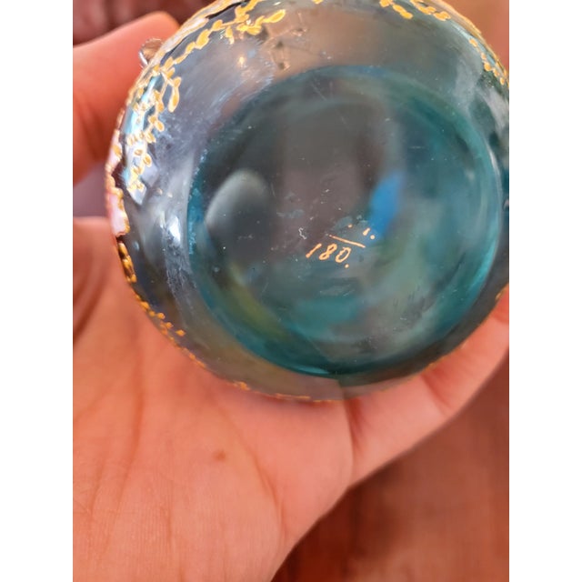 Moser Glassworks Antique Signed Moser Raised Gold Insect Sapphire Museum Glass For Sale - Image 4 of 6