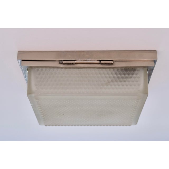 Square Ceiling Light Fixture with Brass Mounting and Original Chrome Plating, 1930s For Sale - Image 4 of 8