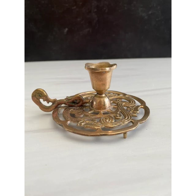 Metal 1970s Vintage Brass Candlestick Holder For Sale - Image 7 of 7