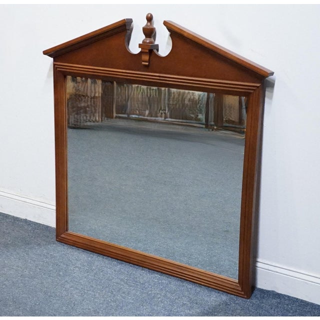 American Broyhill Furniture Cherry Early American Traditional Style 47" Pediment Mirror 1816-6597-36 For Sale - Image 3 of 8