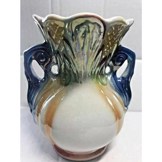 Lusterware #422 2-Handled Vase Floral Design 5.25" x4.50 Made in Brazil VTG 1960 Excellent condition. Beautiful bright...