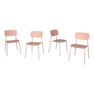 Italian Modern Light Pink Metal and Plastic Chairs from Tomasucci, 2000s, Set of 4 For Sale