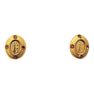Vintage Signed Napier Goldtone Intaglio Pierced Earrings - 2 Pieces