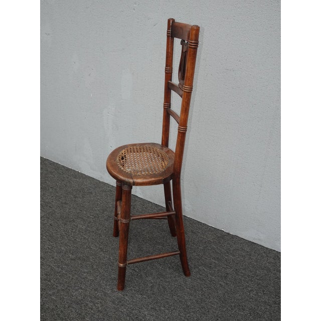 French Antique Barstool Cane Childs High Chair ~ French Farm House Chic For Sale - Image 3 of 12