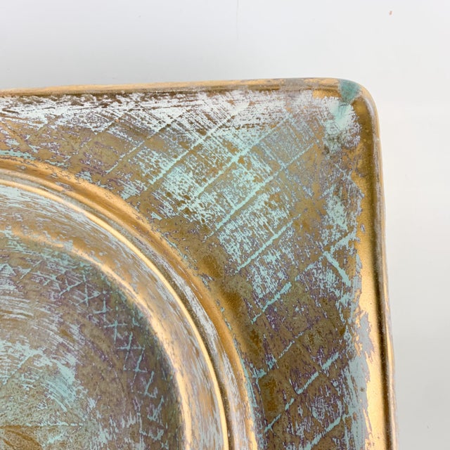 Vintage Stangl MCM Antique Gold Blue Large Ceramic Ashtray Hollywood Regency For Sale In Baltimore - Image 6 of 9