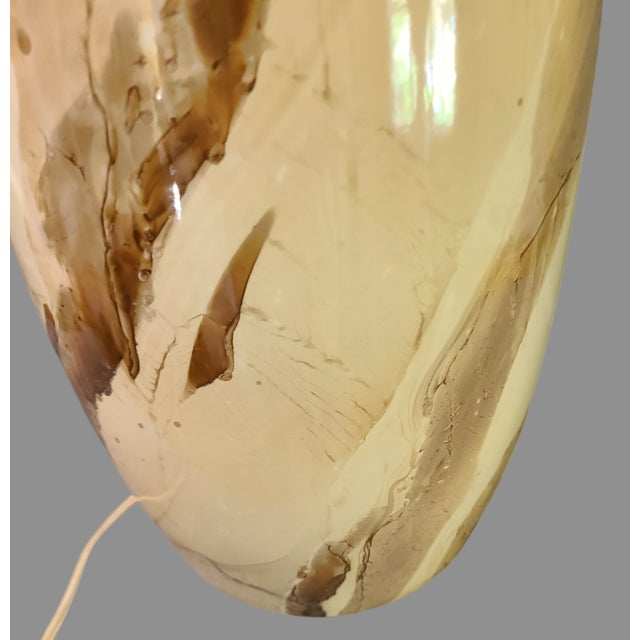 Vintage Mid-Century Modern Marbleized Ceramic Pottery Earth Tone Table Lamp For Sale - Image 9 of 12