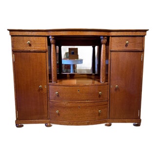 Antique Oak Sideboard Buffet / Bar For Sale