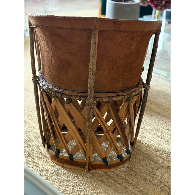 Vintage Equipale Folk Art Leather Chair From Mexico 1930’s-40’s For Sale - Image 4 of 11