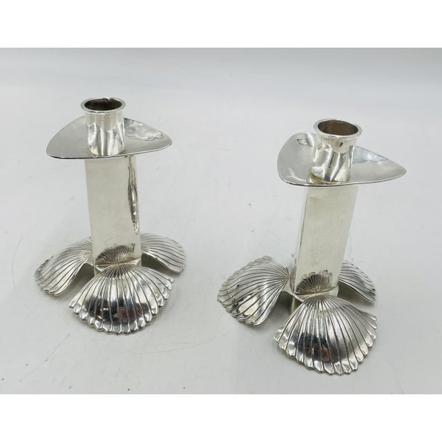 1980s Pair of Silver Plated Candle Holders by Emilia Castillo, Mexican Modernism For Sale In Los Angeles - Image 6 of 15