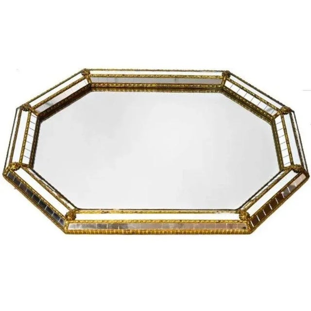 Hollywood Regency Octagonal Gilt Triple Frame Beveled Mirror For Sale - Image 3 of 3