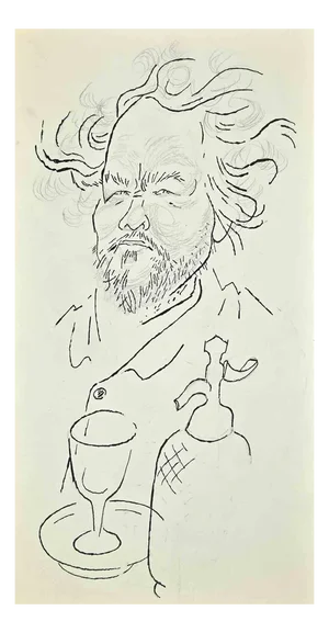 Adolf Reinhold Hallman, Portrait, Original Drawing, Mid-20th Century