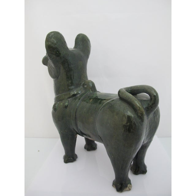 Chinese Green Glazed Dog Han Style Pottery Tomb Guardian Sculpture For Sale - Image 10 of 13