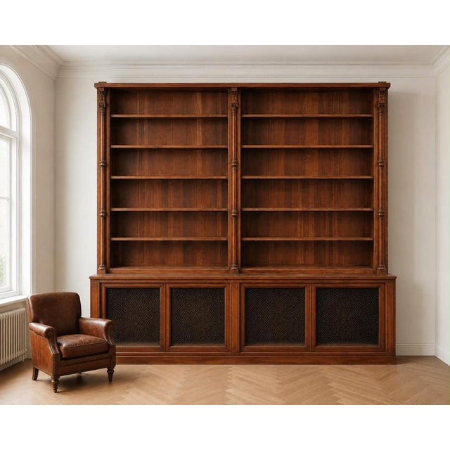 Napoleon III 2-Body Bookcase in Oak and Walnut For Sale - Image 6 of 6